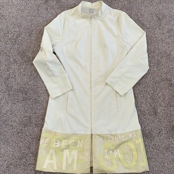 VINTAGE Street Style Pale Green Nylon Long Windbreaker Coat Medium - Picture 16 of 16